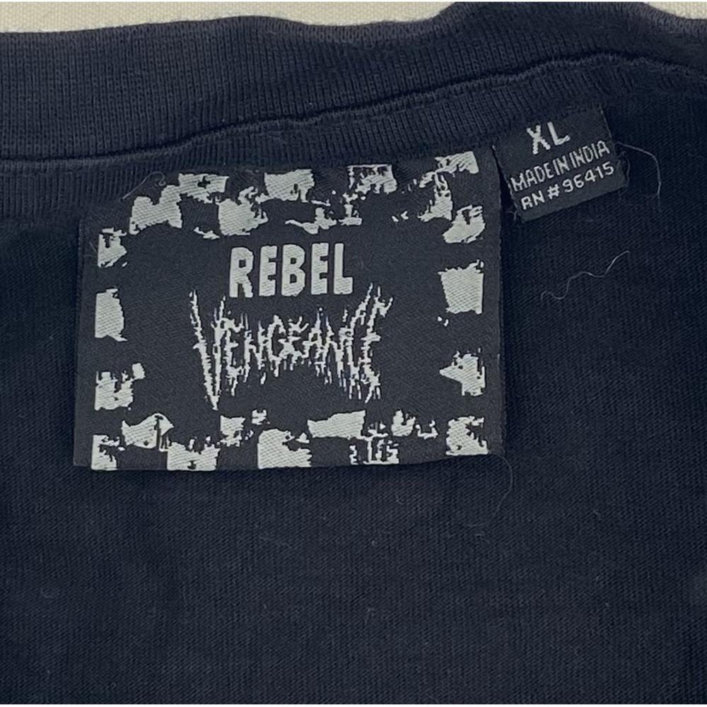 Rebel Vengeance Graphic Tee XL Black Skull Tribal Y2K Punk Grunge Oversized - Picture 6 of 11